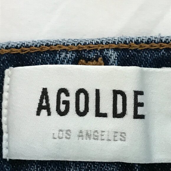 Agolde Nico Skinny Jeans Women 25 Blue High Rise Button Fly Medium Wash Distress - Picture 3 of 14